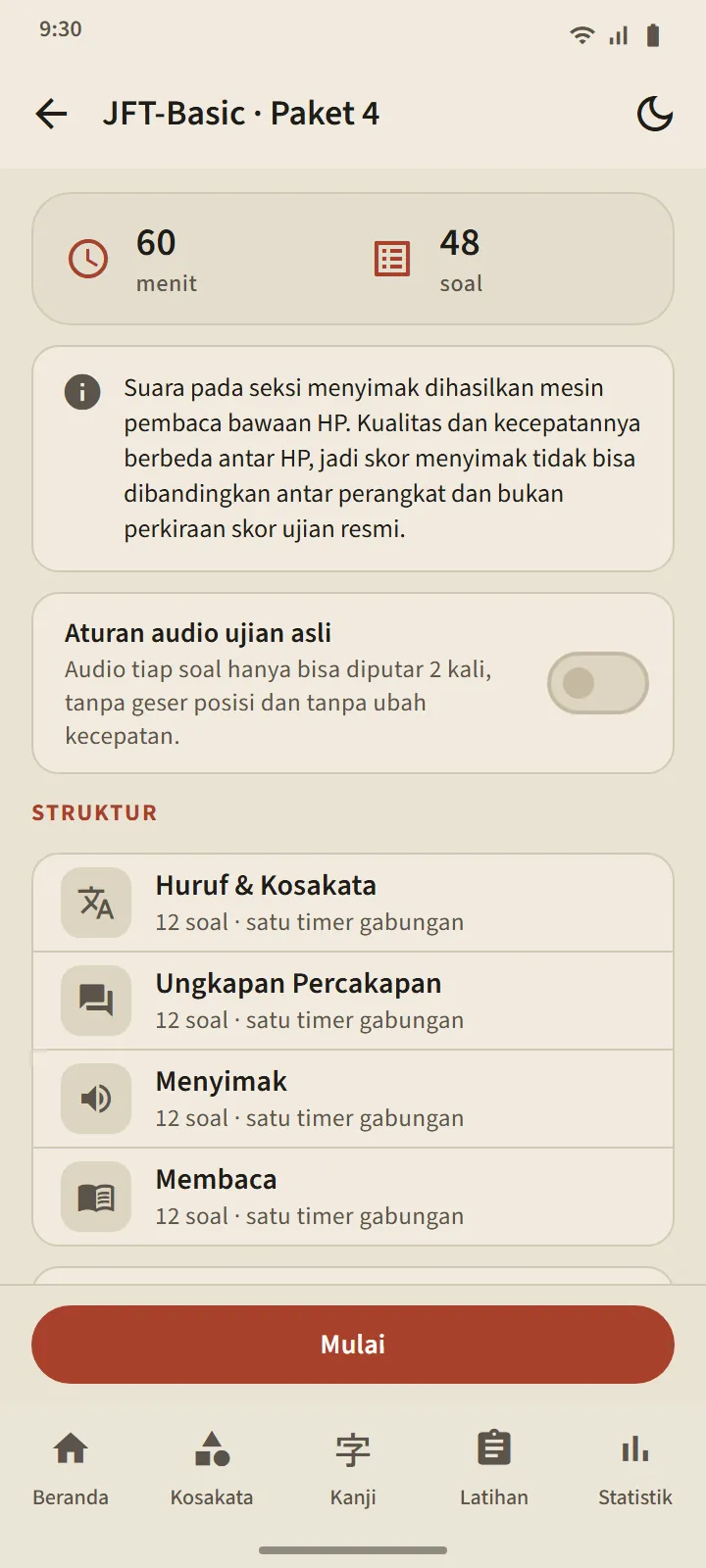Bentuk soal mengikuti ujian aslinya