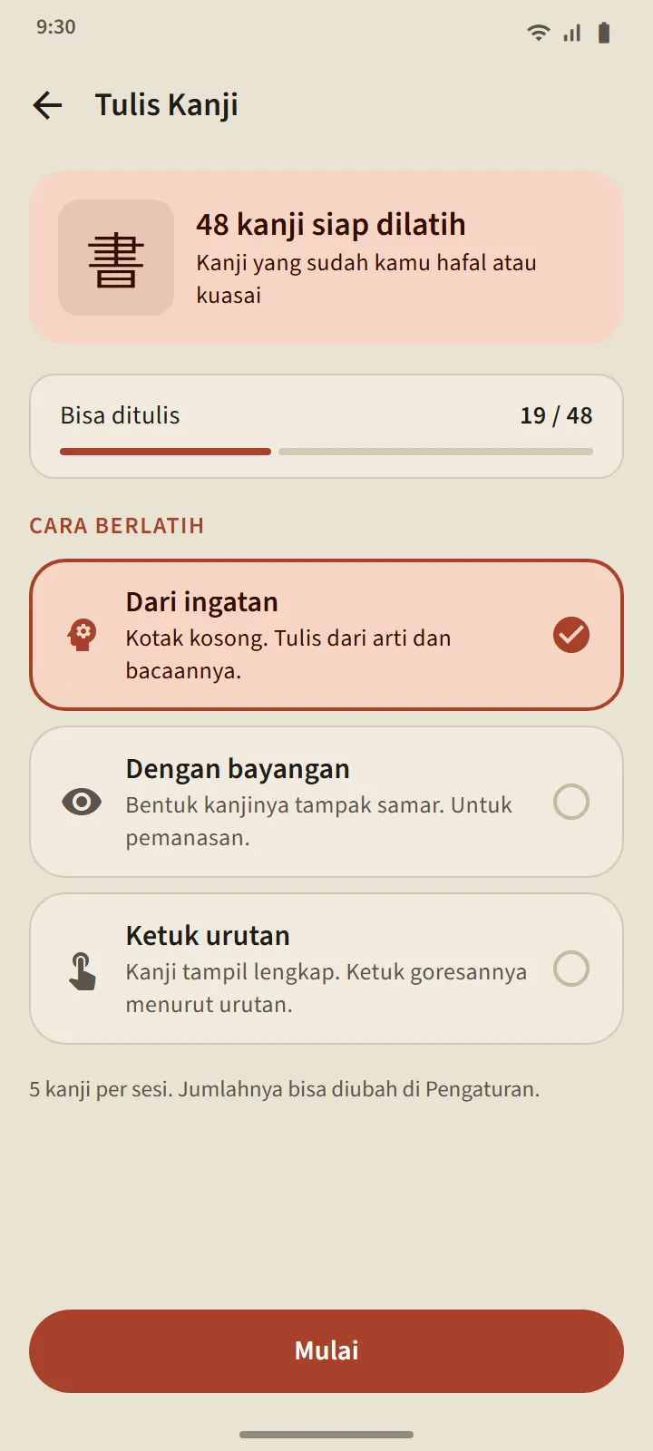 Tulis kanji dengan jari