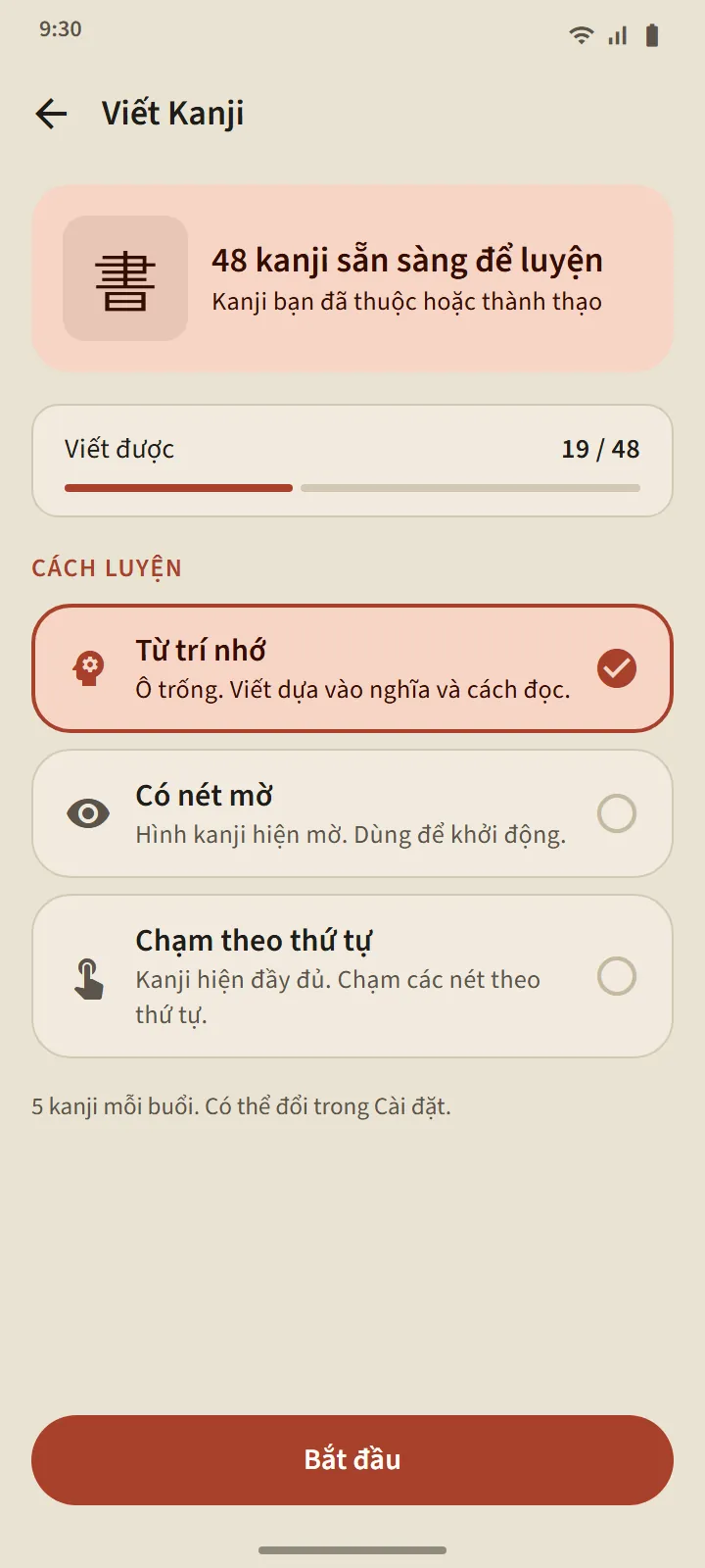 Viết kanji bằng ngón tay